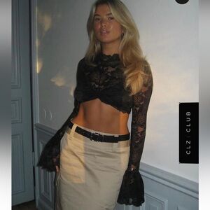 Beaufille Frida Floral Lace Blouse in Black